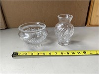Small crystal vase and bowl