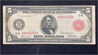 Currency: 1914 $5 Red Seal Federal Reserve Note