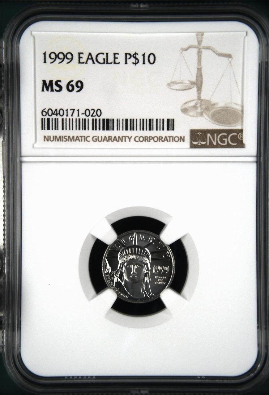 Platinum 1999 EAGLE $10, NGC MS69
