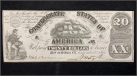 1861 $20 Confederate States of America T-18 Note