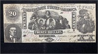 1861 $20 Confederate States of America T-20 Note
