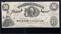 1861 $50 Confederate States of America T-8 Note