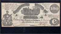 1861 $100 Confederate States of America T-13 Note