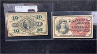 2- 1863 10 Cent Fractional Currency Notes