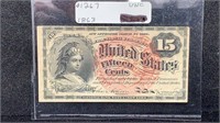 1863 15 Cent Fractional Currency (#1267) Higher