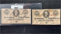 2-1863 Confederate States 50 Cent Fractional Notes