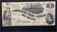 1862 $1 Confederate States of America Note T-44