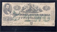 1862 $2 Confederate States of America Note T-43