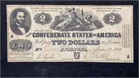 1862 $2 Confederate States of America Note T-42