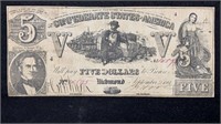 1861 $5 Confederate States of America Note T-37