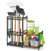 DAOUTIME Garage Tool Organizer with 2-tier Wooden