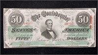 1863 $50 Confederate States of America Note T-57