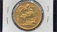 GOLD: 1889 Great Britian Gold Sovereign Coin