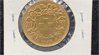 GOLD: 1935 Swiss 20 Franc Gold Coin