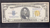 Currency: 1934A $5 North African Yellow Seal