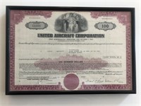 Framed United Aircraft Corporation Stock Certifica