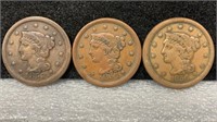 3 Large Cents 1853/ 1854 & 1856 (slanting 5)