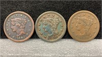 3 Large Cents 1845/ 1848 & 1851