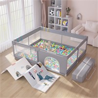 SUPFOO Extra Large Baby Playpen with Mat 71"x59"x
