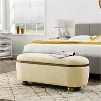 TEFUNE Oval Bedroom Storage Bench with Oval Solid