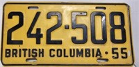 Vintage BC license plate