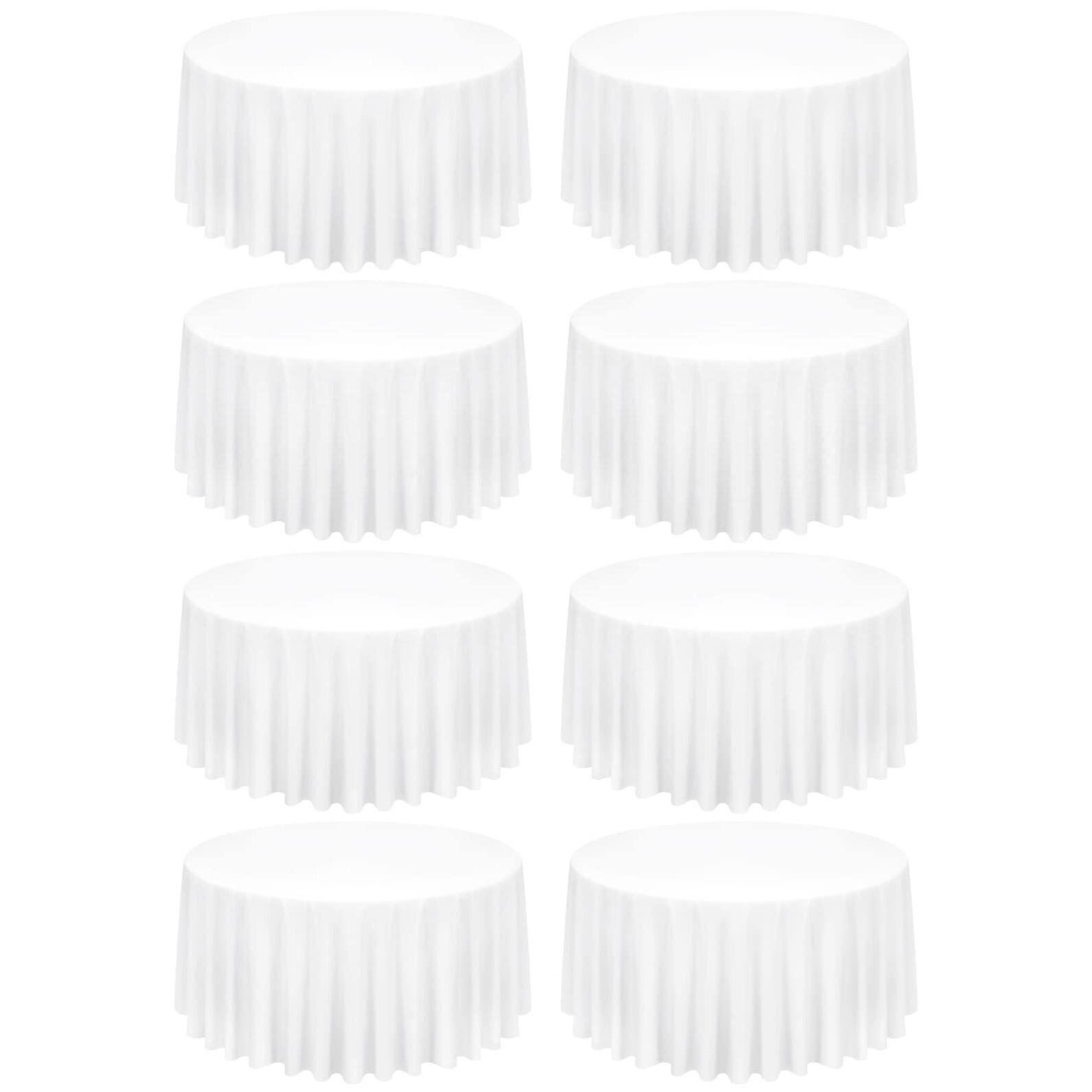 8 Pack White Round Tablecloth 120 Inch Circle Pol