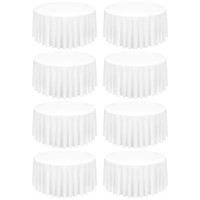 8 Pack White Round Tablecloth 120 Inch Circle Pol