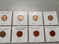 Older memorial cents in BU Red condition coins