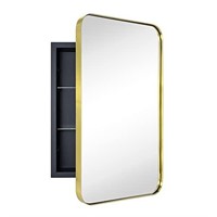 VANA NALA Brushed Gold Recessed Bathroom Mirror W