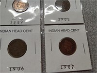 7 Indian cents, one gold plated coin
