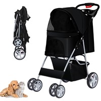 Azaeahom Pet Stroller 4 Wheels Dog Cat Stroller f