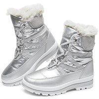 Womens Warm Fur Lined Mid-Calf Boots Winter Snow