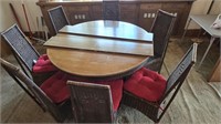 Antique Rattan Wicker Dining room Table and seven