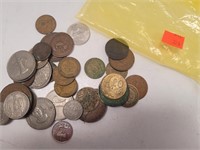 Bag of Foreign Coins Various Years Oldest is 1885