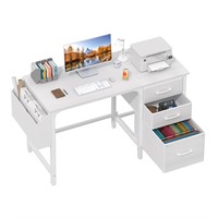 Lufeiya White Computer Desk with File Drawers Cab