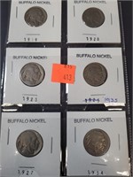 (6) Buffalo Nickels- 1918 - 192 - 1923 - 1935 -