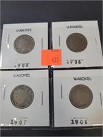 (4) V  Nickel 1903 - 1906 - 1907 - 1908