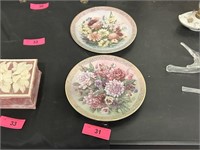 Pair WJ George Decorative Floral Plates