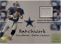 Troy Aikman football card and game used jersey swa