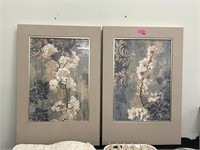 Pair Nice Uttermost Framed Floral Prints 26.5 X 39