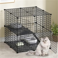 BNOSDM 2 Tier Cat Cage Indoor Metal Wire Cat Cage
