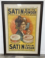 Antique framed Satin skin care advertisement