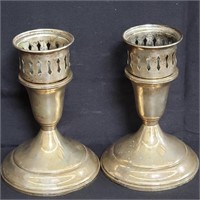 Sterling silver weighted candle holders