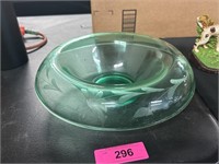 Vaseline Glass Console Bowl 3.5H X 1D