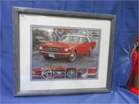 Mustang framed and matted print .