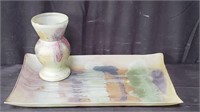 Israeli glass tray & vase