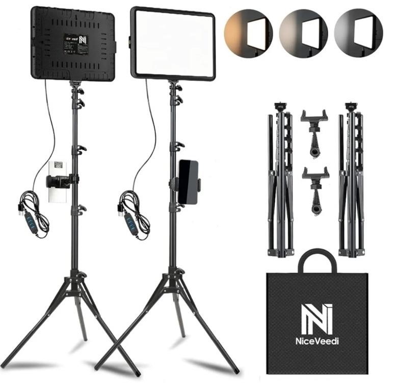 2-Pack LED Video Light Kit, NiceVeedi 2800-6500K