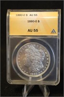 1880-O AU55 Certified Morgan Silver Dollar