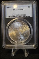 1922 MS63 Silver U.S. Peace Dollar