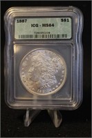1887 Certified Morgan Silver Dollar